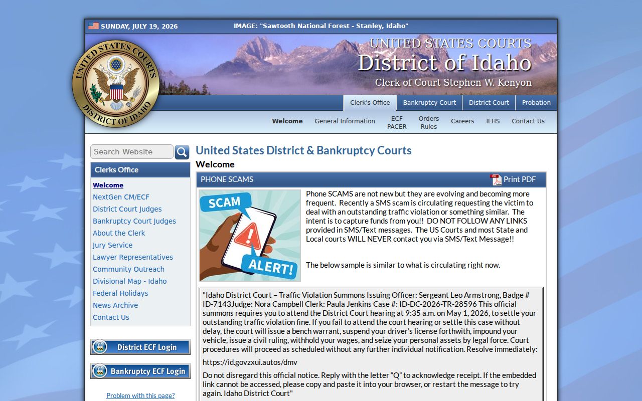 Minidoka County federal criminal court records office